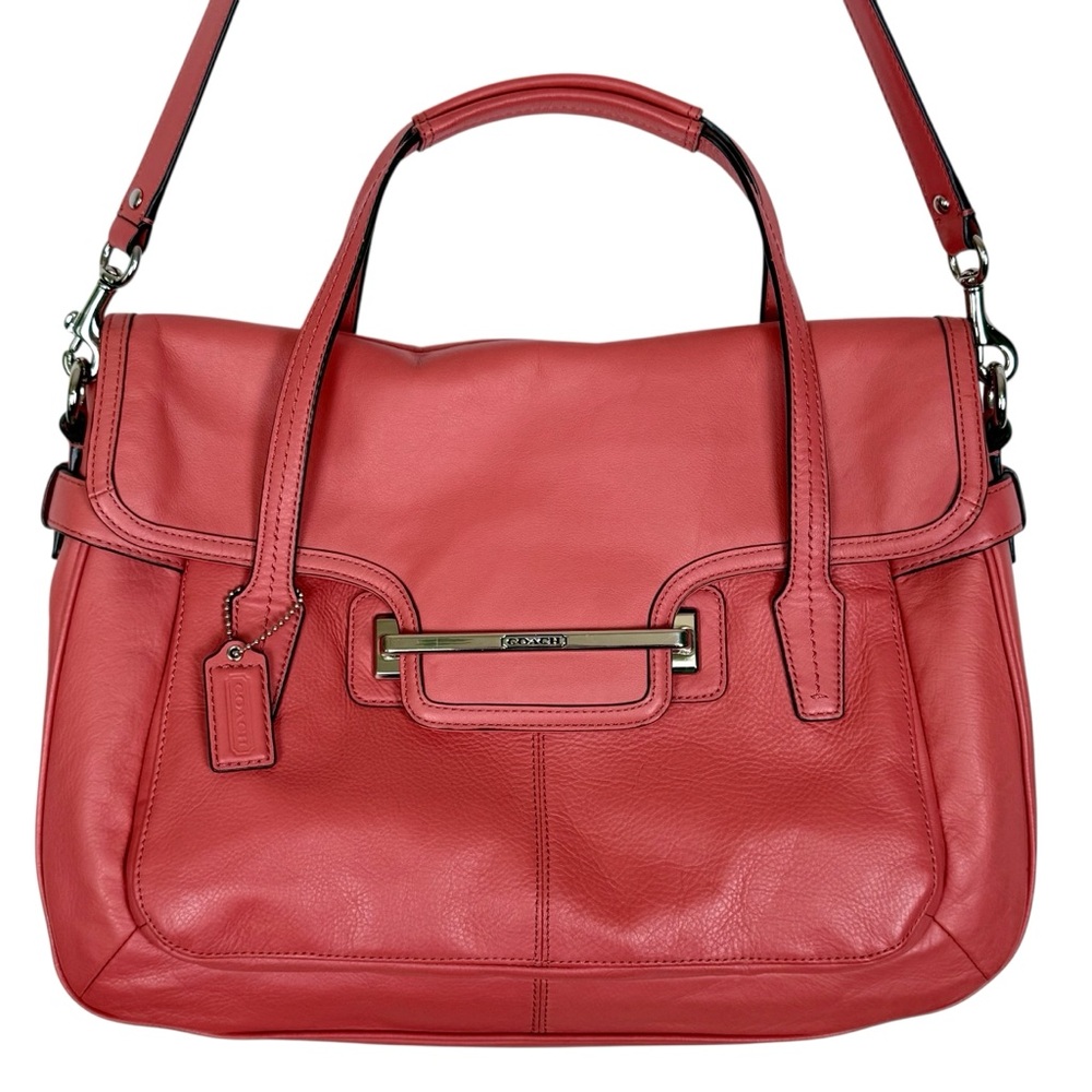 Coach Taylor Leather Marin Flap Satchel Coral Pink F26781 - Picture 2 of 16